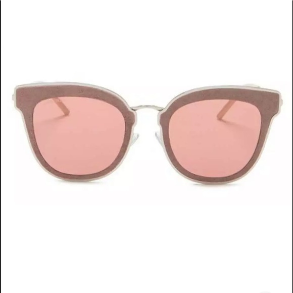 $495 Jimmy Choo Cat Eye Sunglasses Frame Silver + Mauve Lens Pink + Acc NWT - Picture 6 of 15